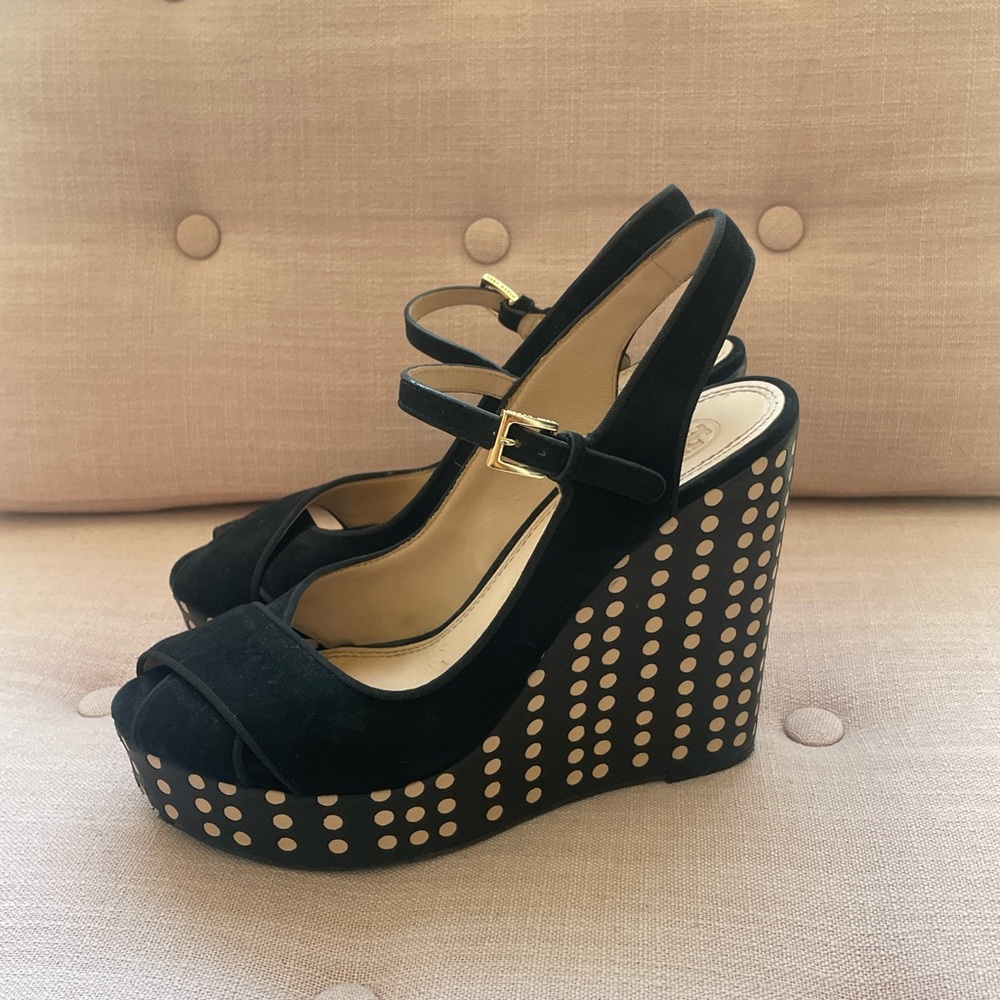 Tory Burch Mary Jane Platform Polka Dot Wedges - Picture 3 of 5